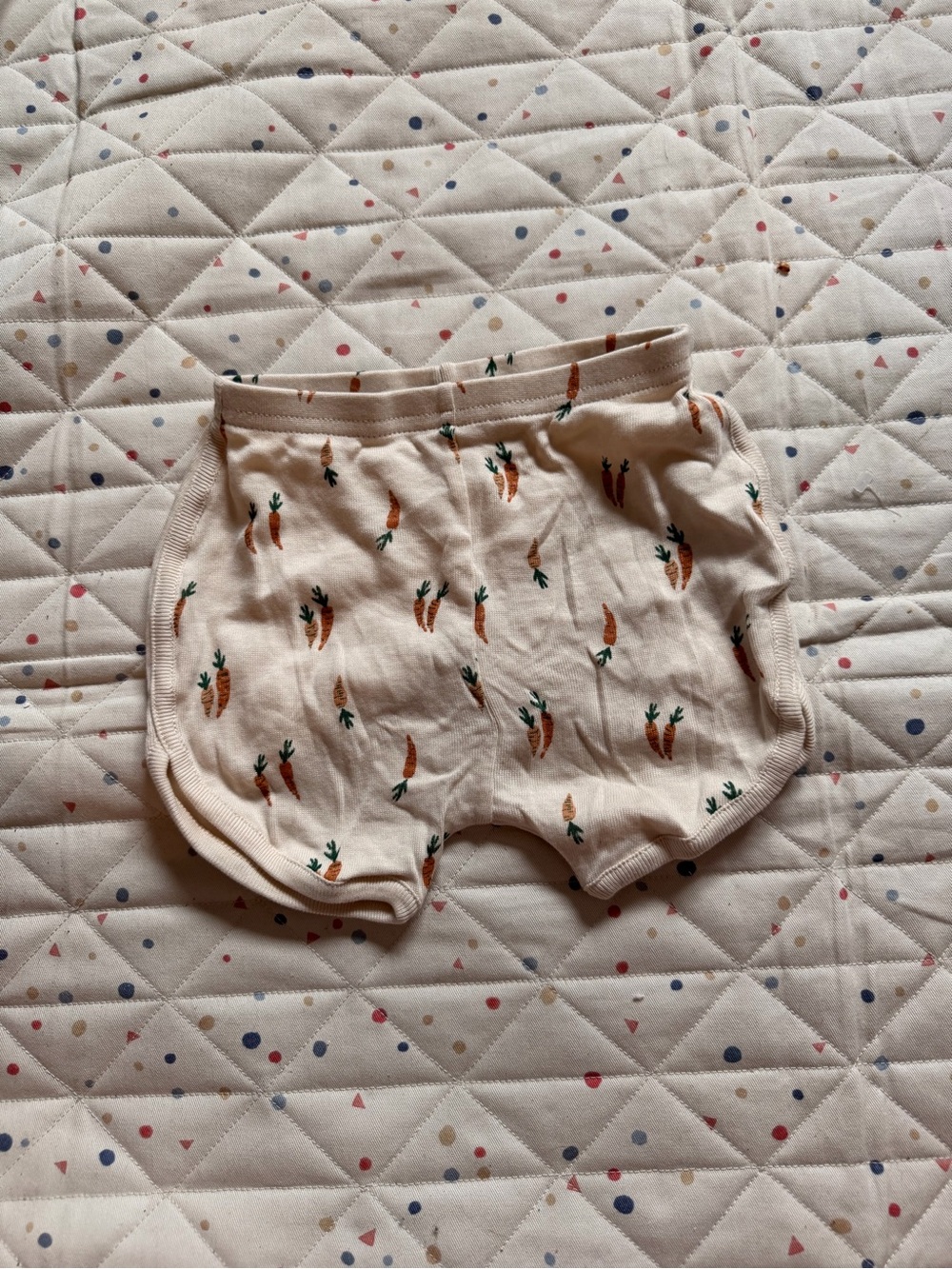 Kids Cotton Carrot-Print Shorts - Cream